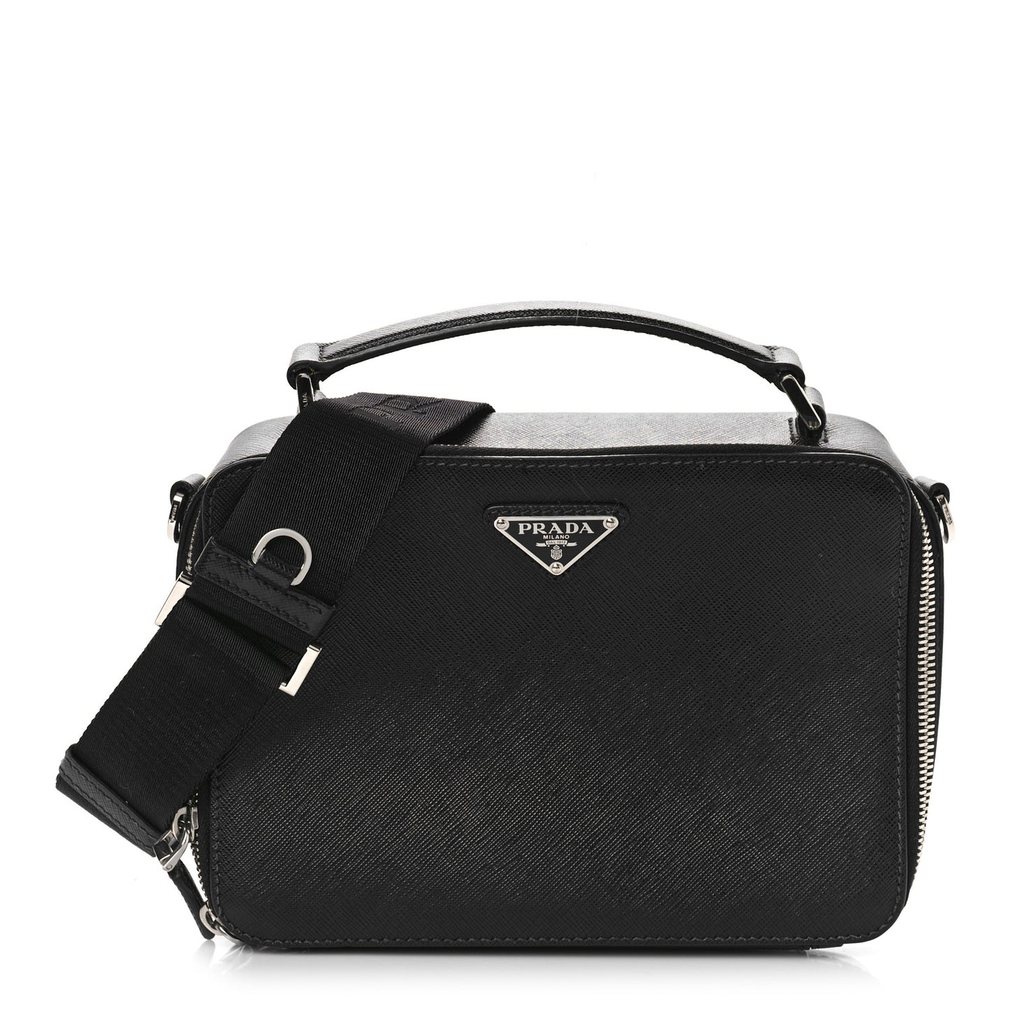 Saffiano Travel Medium Brique Crossbody Bag Black