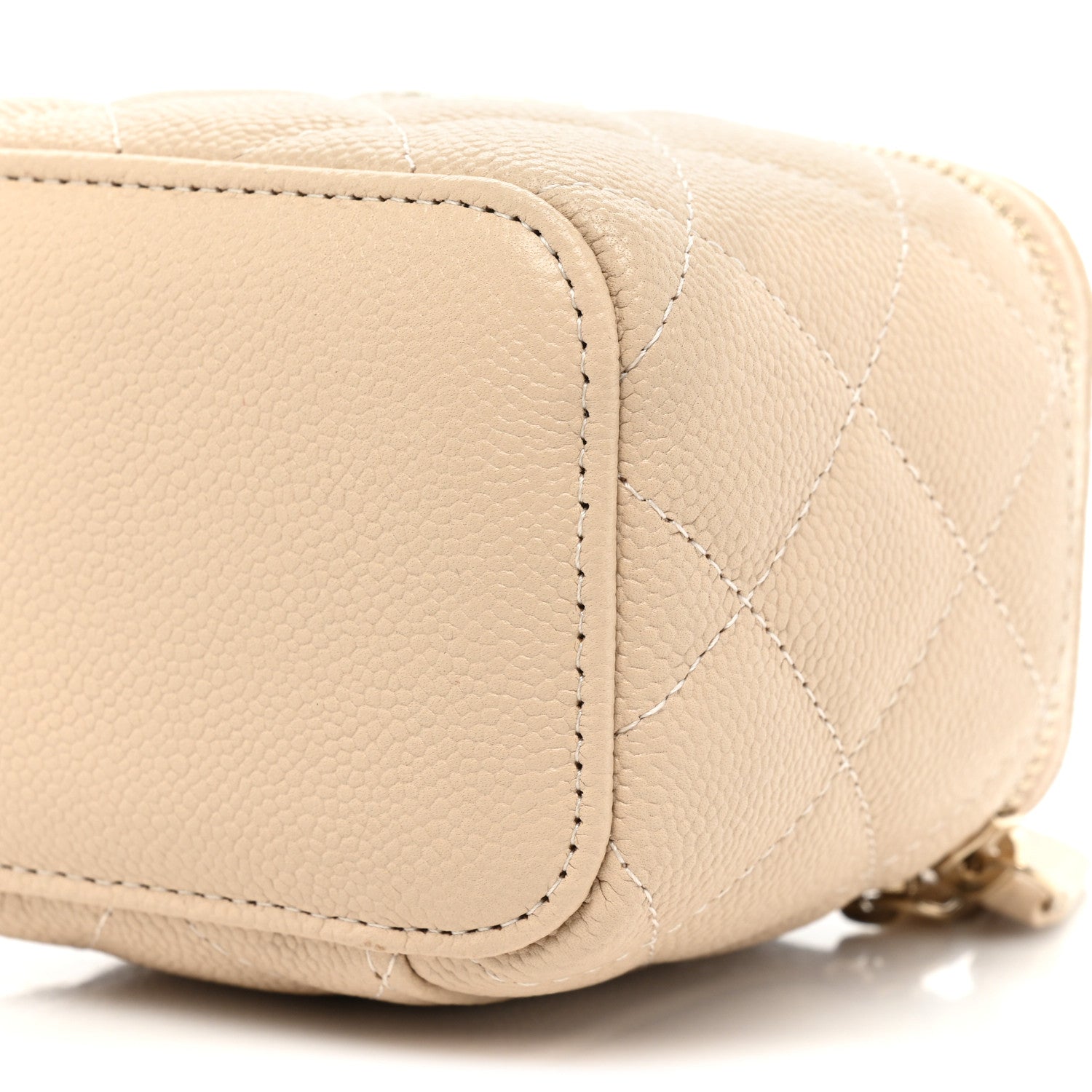 Chanel Caviar Quilted Tiny CC Mini Vanity Case With Chain Beige 8 of 9