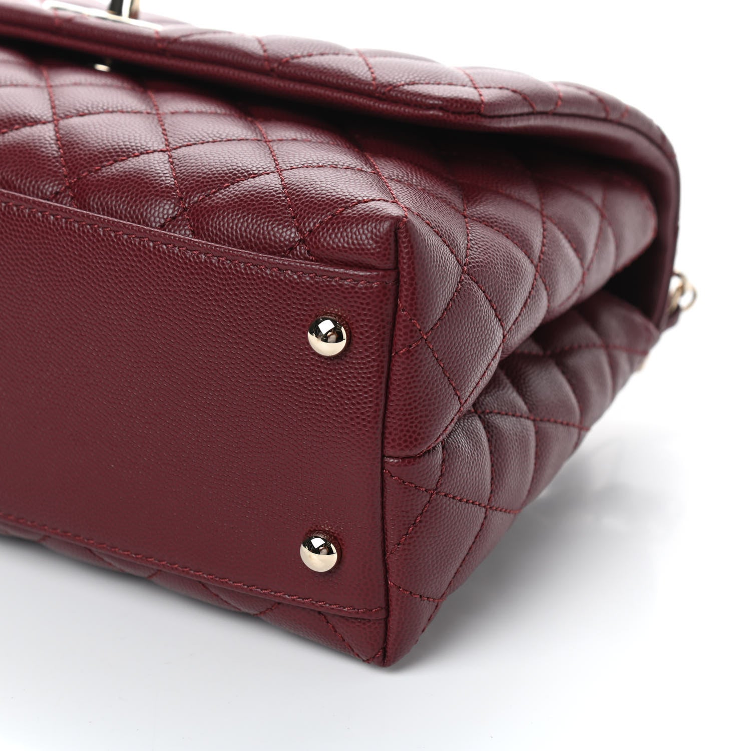 Chanel Caviar Quilted Small Coco Handle Flap Burgundy 9 of 11