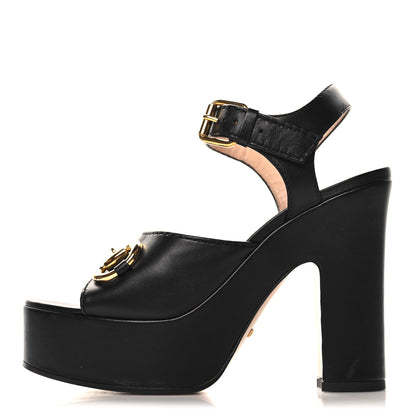 Gucci Nappa Charlotte Horsebit 40/135mm Platform Sandals 37 Black 1 of 9