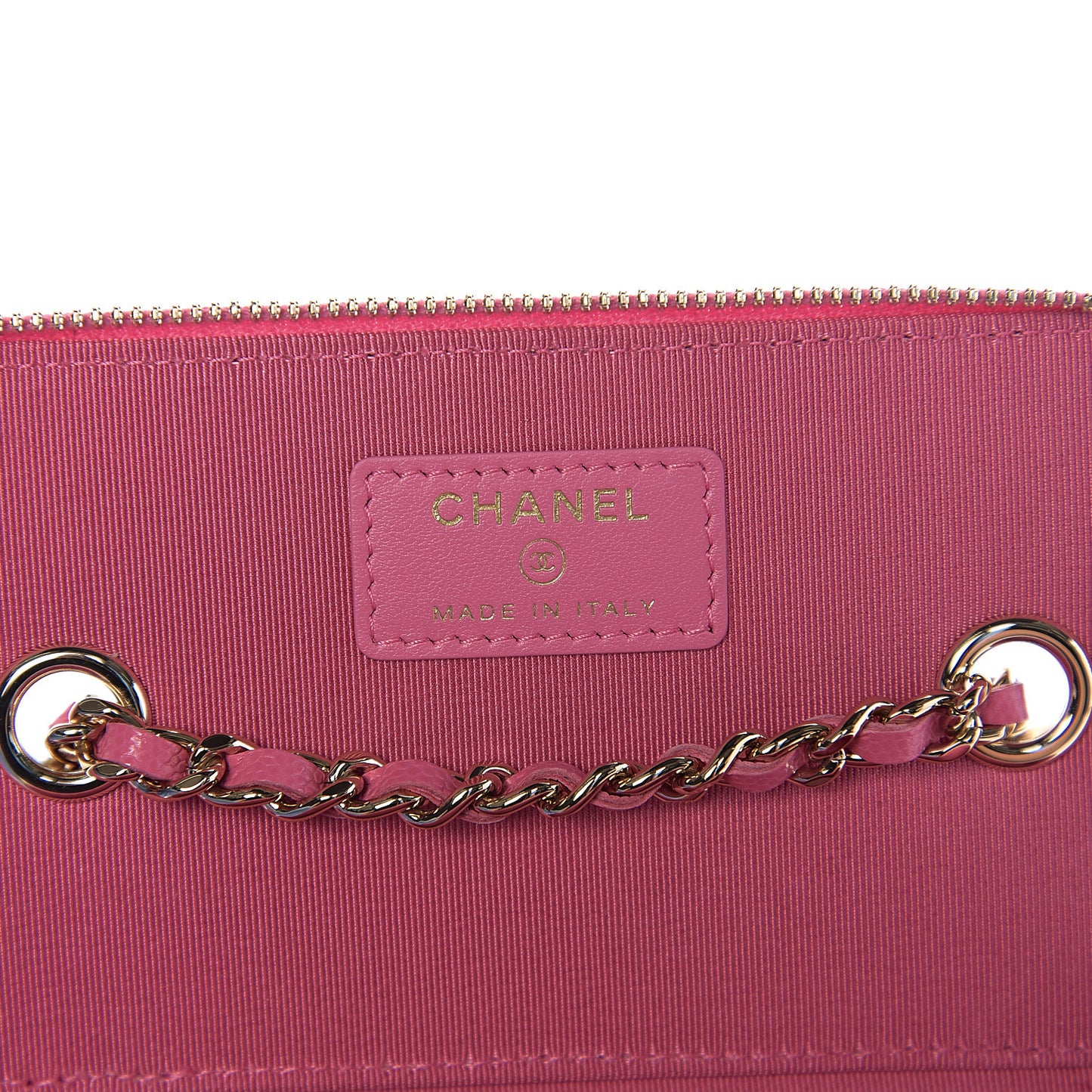 Caviar Quilted Small Vanity Case With Chain Pink