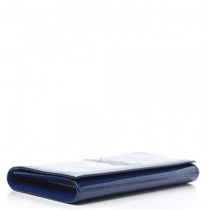 Saint Laurent Patent Calfskin Monogram Large Belle De Jour Clutch Royal Blue 4 of 11