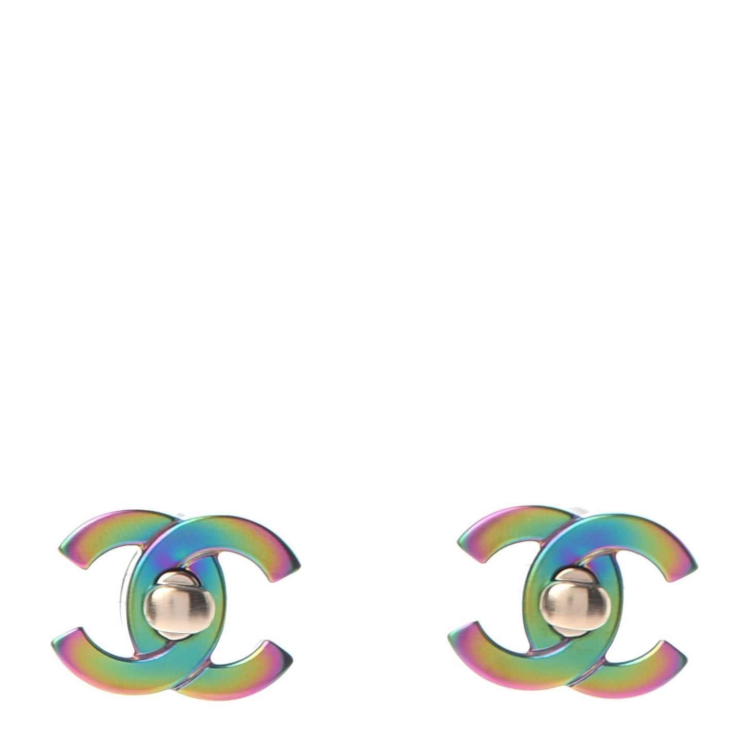 Metal CC Turnlock Interchangeable Earrings Gold