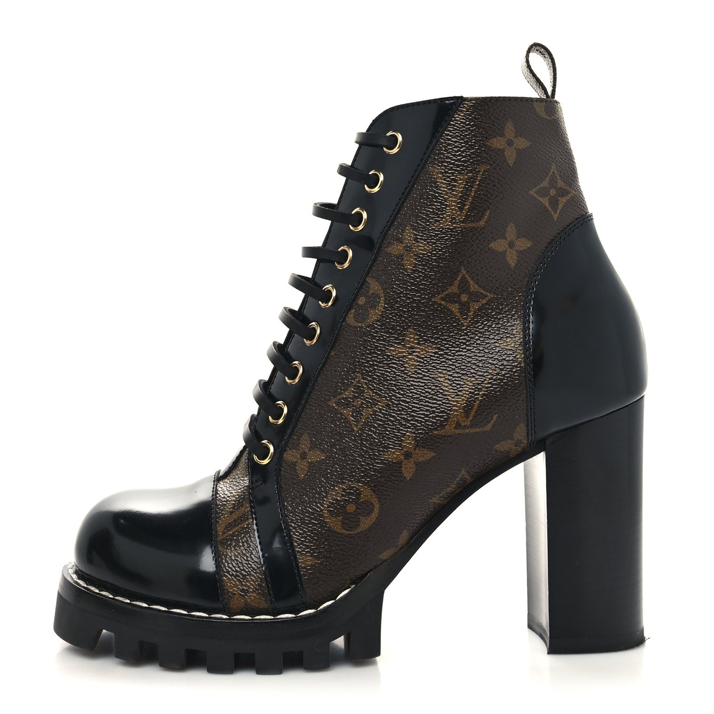 Patent Calfskin Monogram Star Trail Ankle Boots 39 Black
