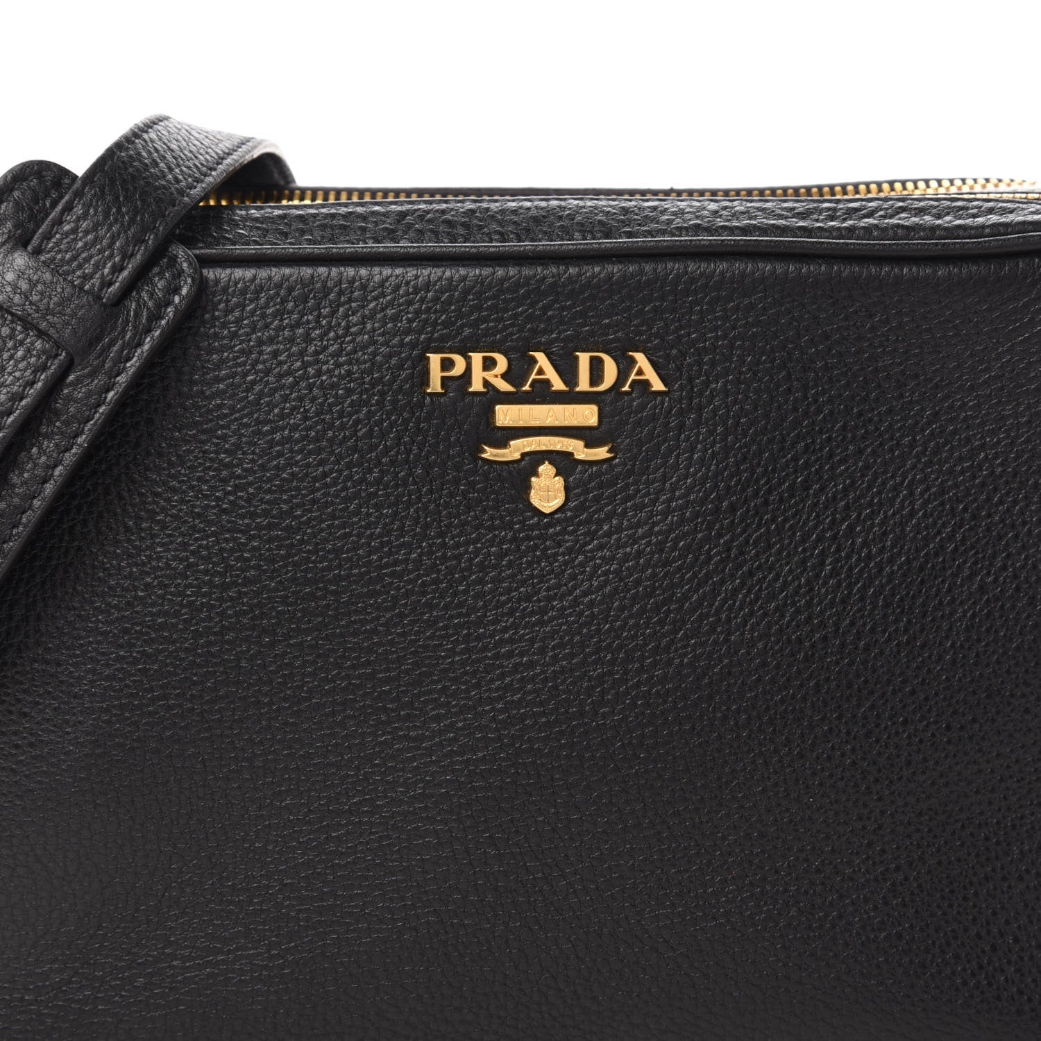 Prada Vitello Daino Medium Double Zip Shoulder Bag Black 9 of 9