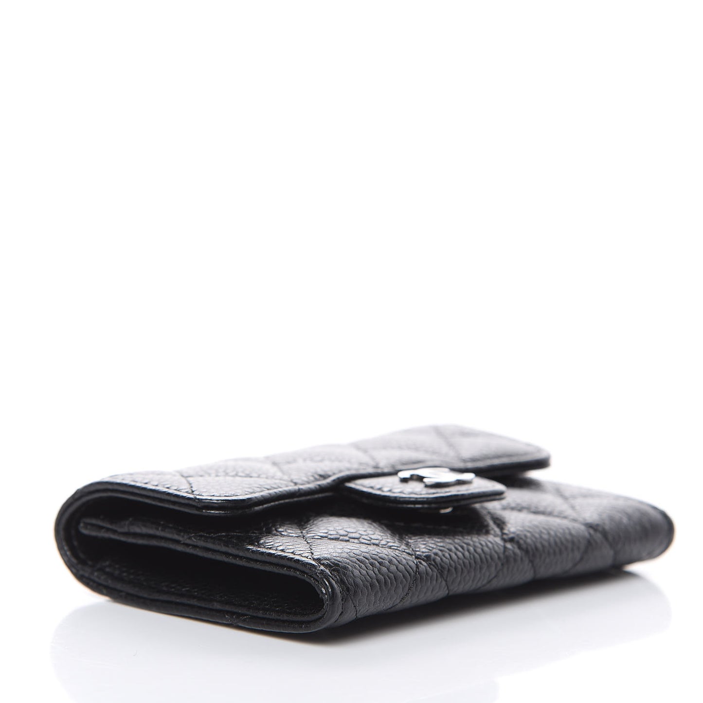 Caviar Quilted Flap Card Holder Black