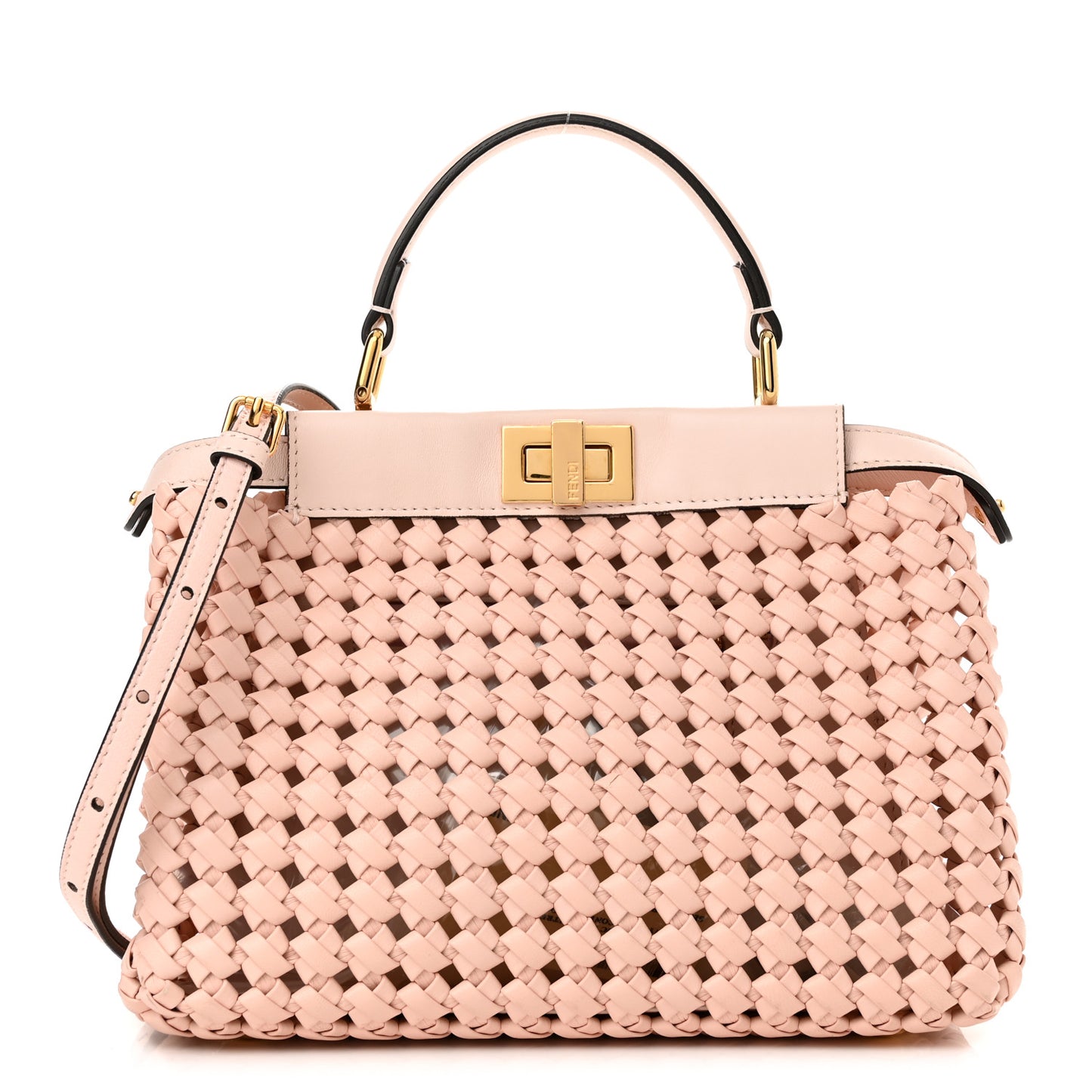 Nappa Woven Mini Peekaboo Iconic Satchel Rosa Confetto