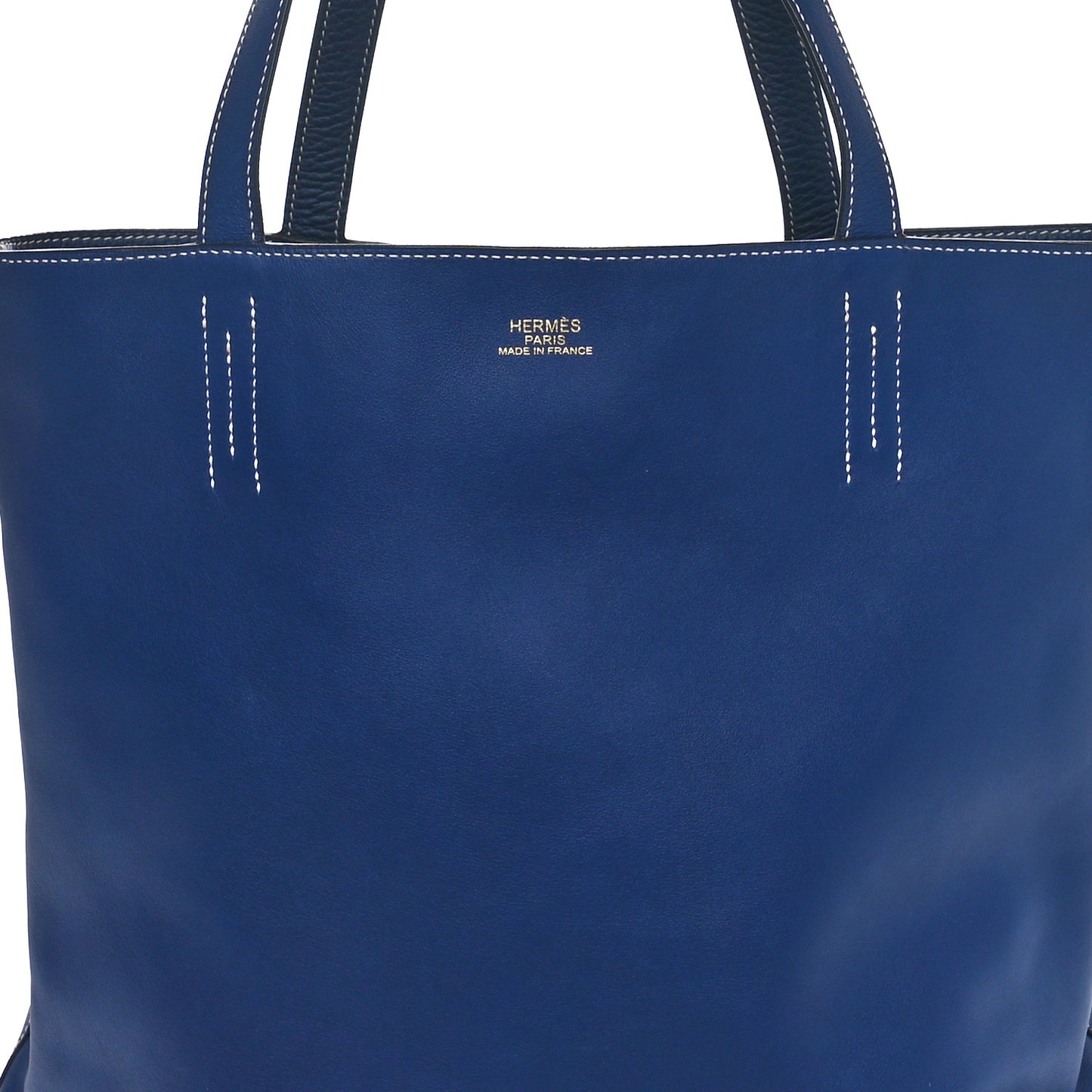 Veau Sikkim Taurillon Clemence Double Sens 36 Reversible Tote Bleu Electrique Bleu De Malte