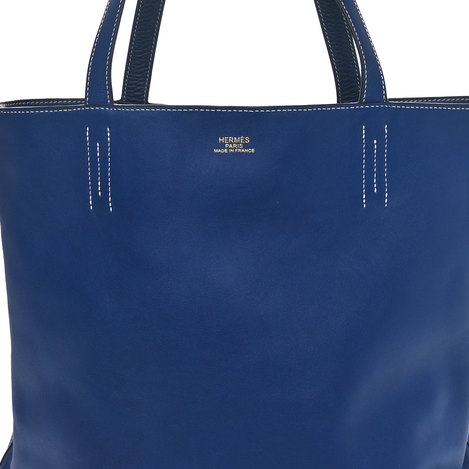 Hermes Veau Sikkim Taurillon Clemence Double Sens 36 Reversible Tote Bleu Electrique Bleu De Malte 12 of 14