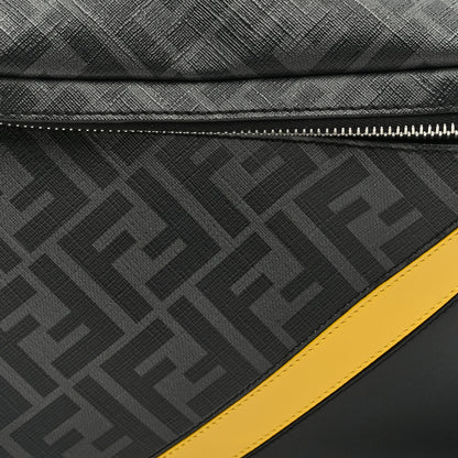 Fendi Glazed Fabric Vitello Liberty FF 1974 Diagonal Belt Bag Black Sunflower 8 of 10