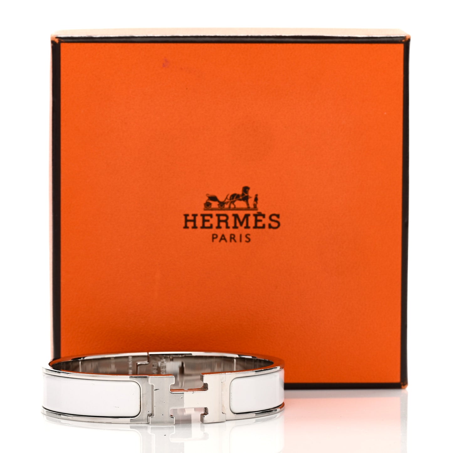 Enamel Narrow Clic Clac H Bracelet PM White