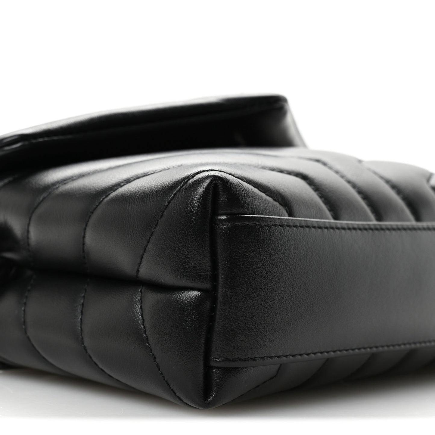 Calfskin Y Quilted Monogram Monochrome Toy Loulou Crossbody Bag Black