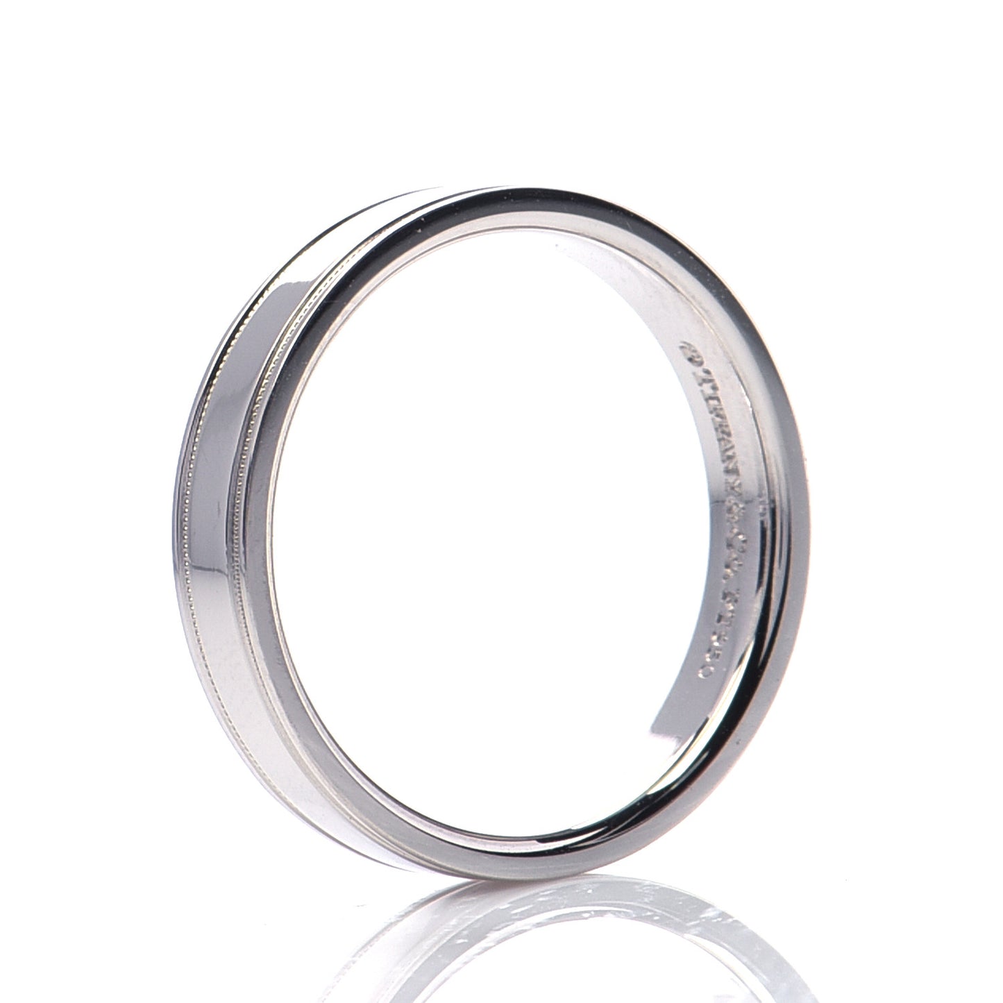 Platinum 4mm Essential Double Milgrain Band Ring 57 8