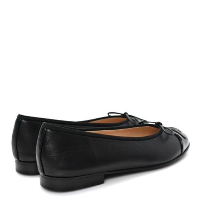 Chanel Lambskin Patent CC Cap Toe Ballerina Flats 35.5 Black 5 of 10