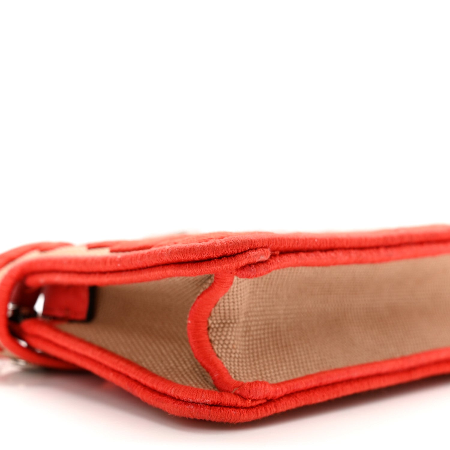 Fendi Canvas Vitello Volanato FF Embroidered Pico Peekaboo Charm Sand Tulipano 9 of 10