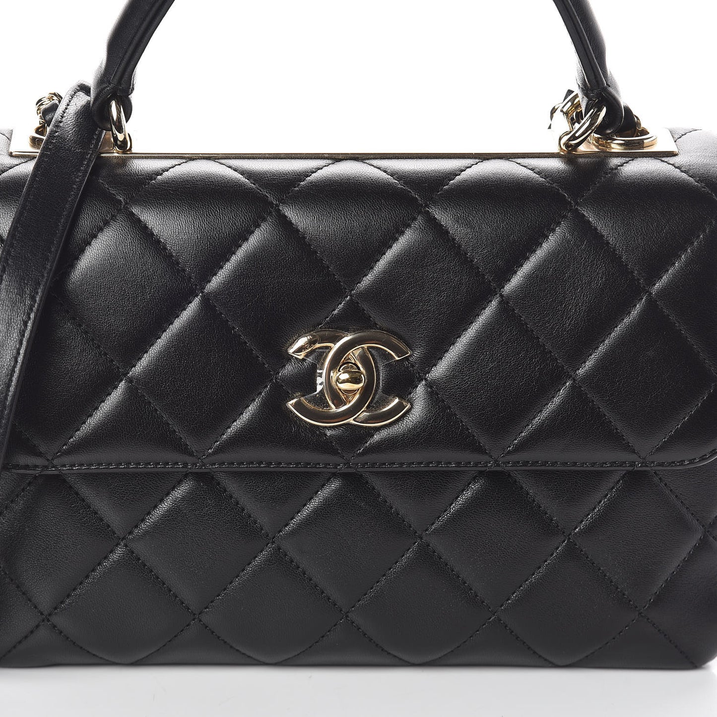 Lambskin Quilted Small Trendy CC Dual Handle Flap Bag Black