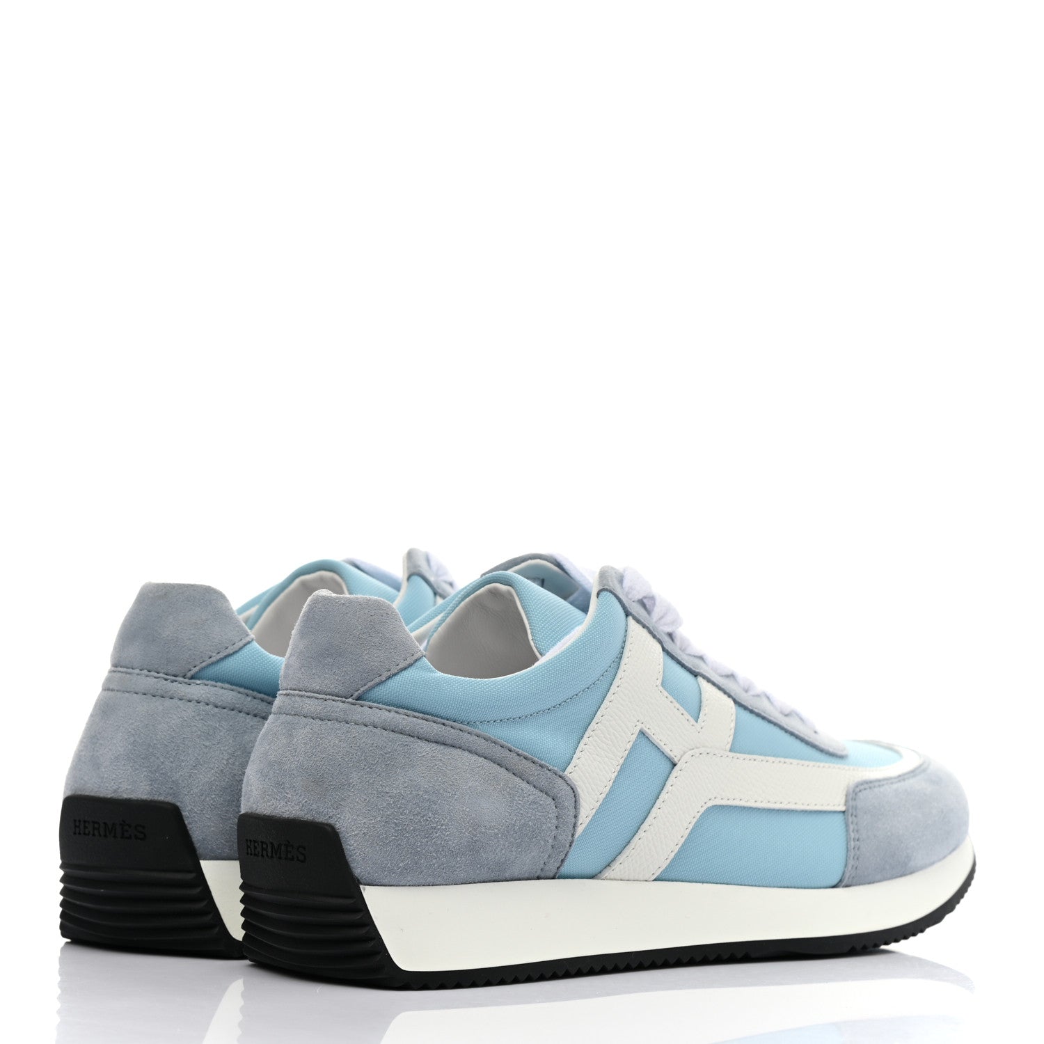 Hermes Suede Goatskin Technical Canvas Epsom Chris Sneakers 37 Bleu Multicolor 4 of 10