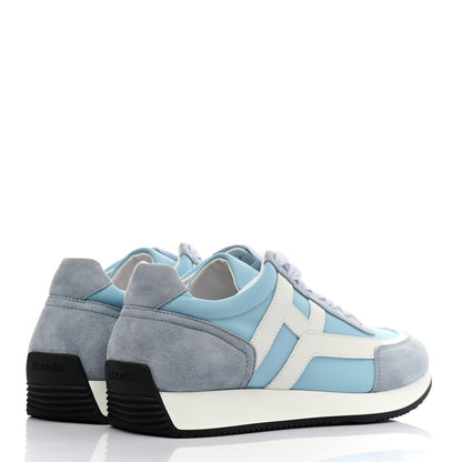 Hermes Suede Goatskin Technical Canvas Epsom Chris Sneakers 37 Bleu Multicolor 4 of 10