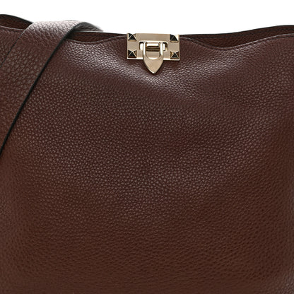 Valentino Garavani Pebbled Calfskin Large Rockstud Flip-Lock Messenger Bag Brown 8 of 12