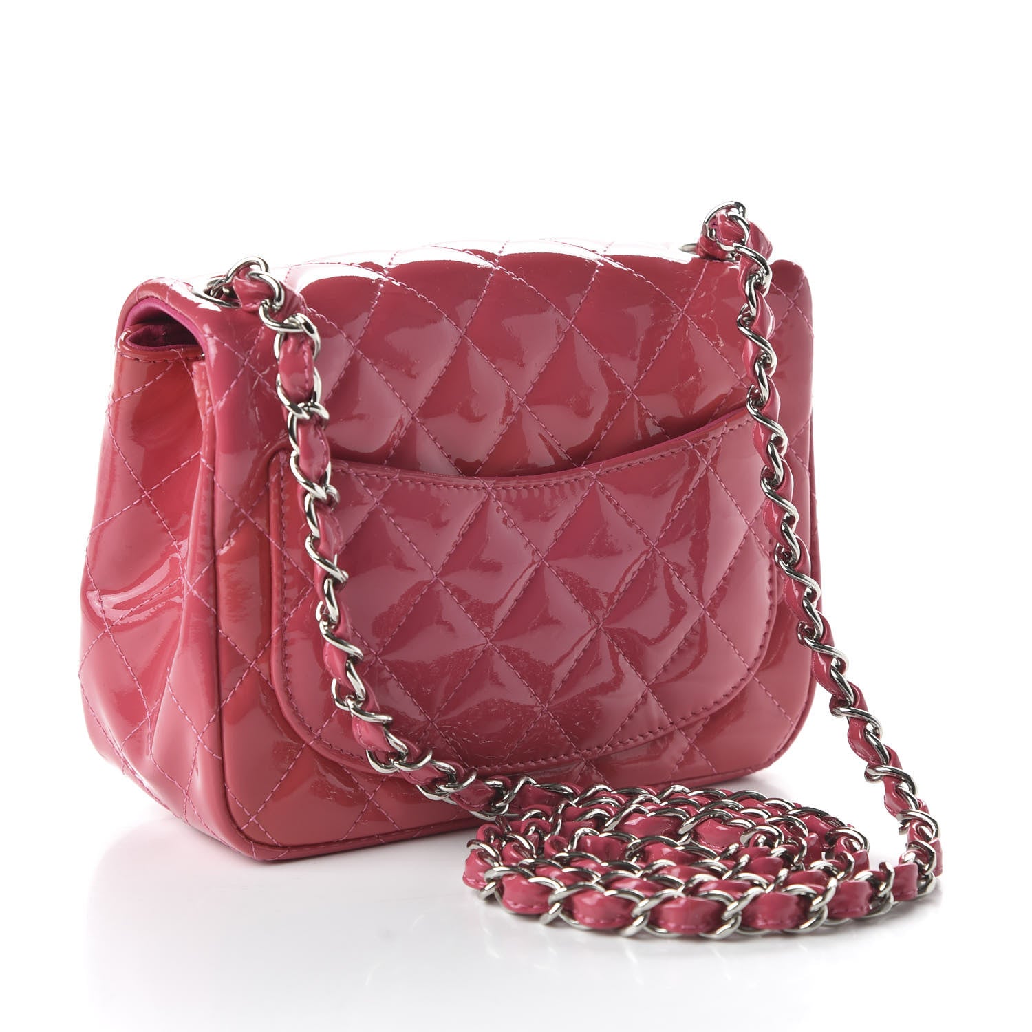 Chanel Patent Quilted Mini Square Flap Pink 4 of 19