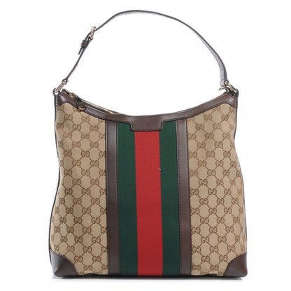 Gucci Monogram Vintage Web Medium Hobo Dark Brown 1 of 11