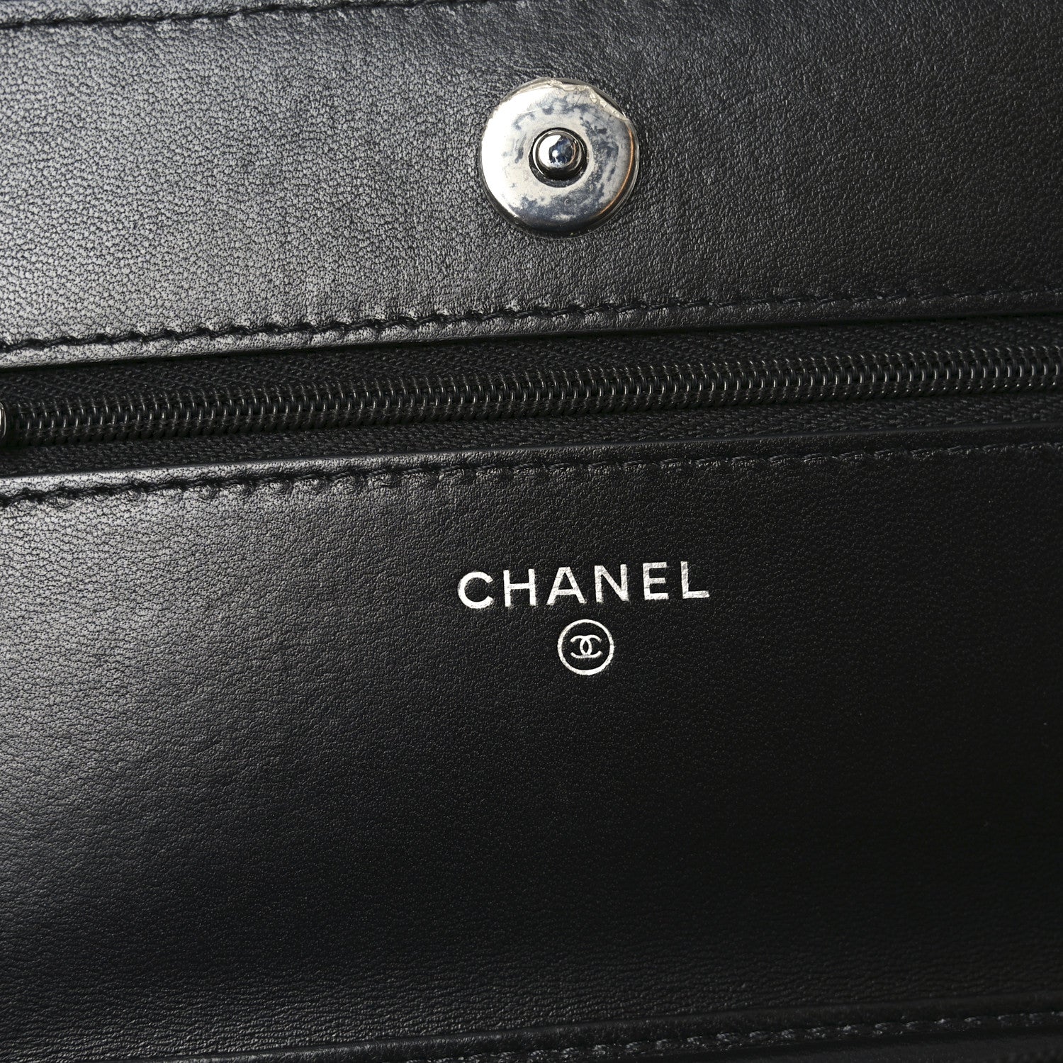 Chanel Printed Denim Quilted Flower Wallet On Chain WOC Black 6 of 12