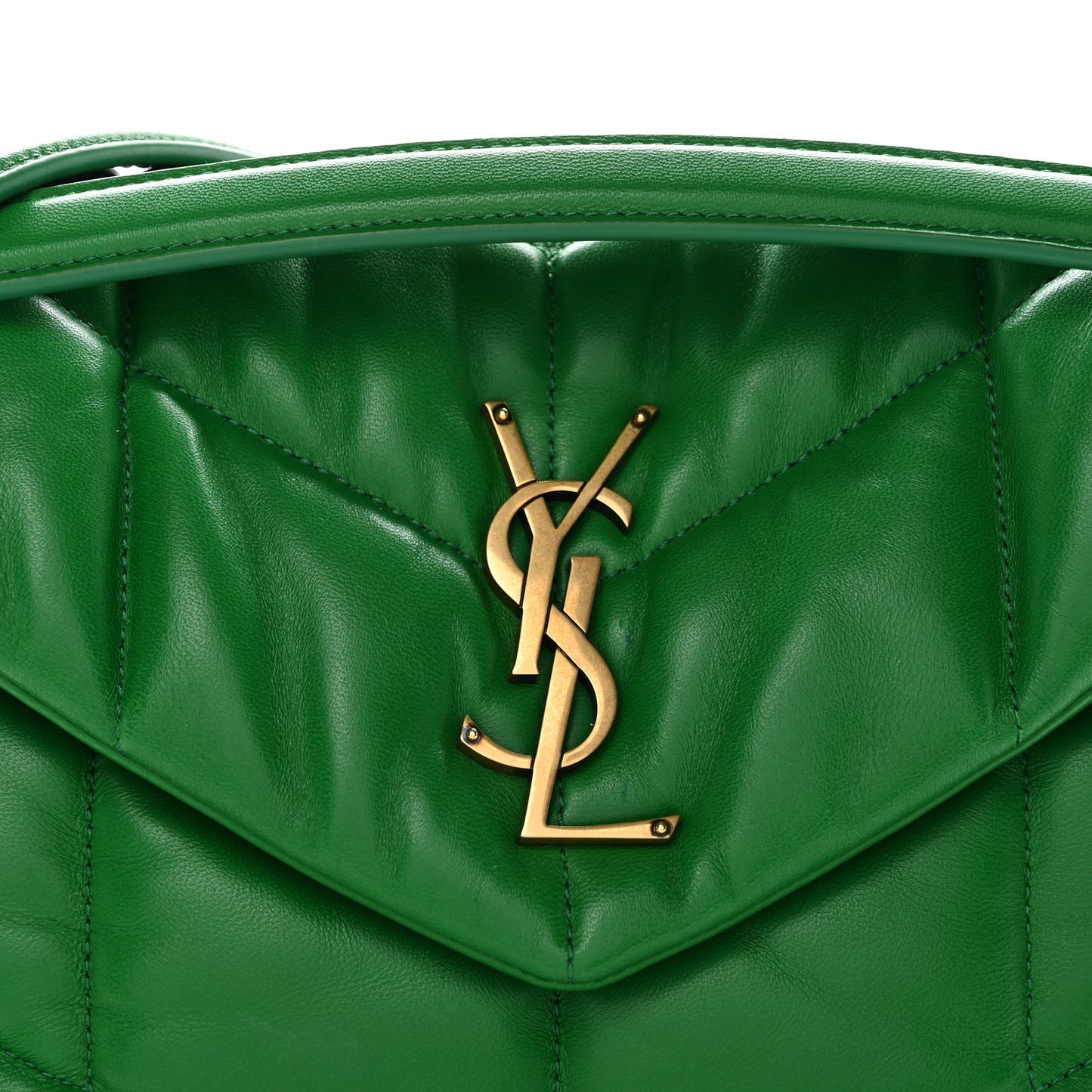 Lambskin Quilted Medium Loulou Puffer Monogram Chain Satchel New Vert Praire
