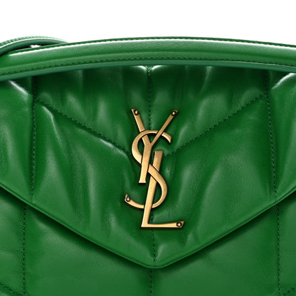 Saint Laurent Lambskin Quilted Medium Loulou Puffer Monogram Chain Satchel New Vert Praire 8 of 10