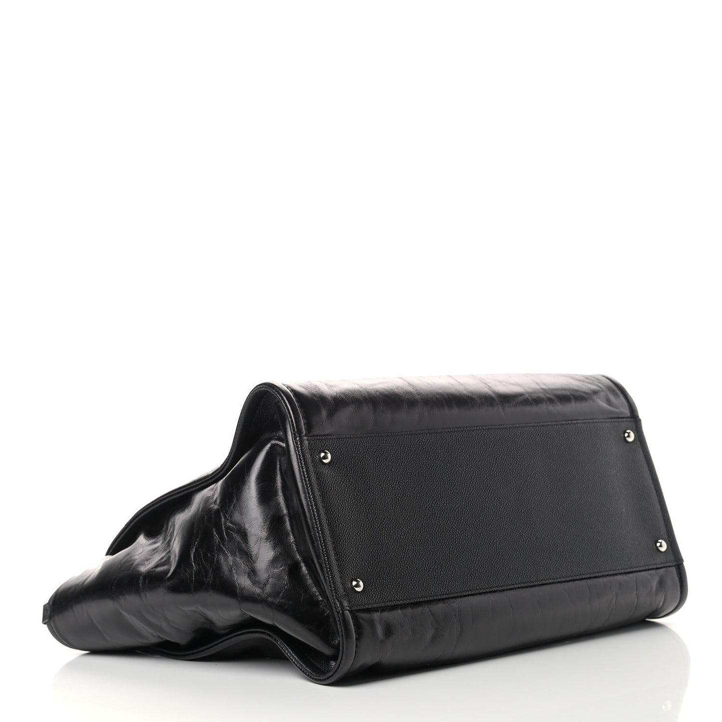 Glazed Calfskin Medium Deauville Tote Black