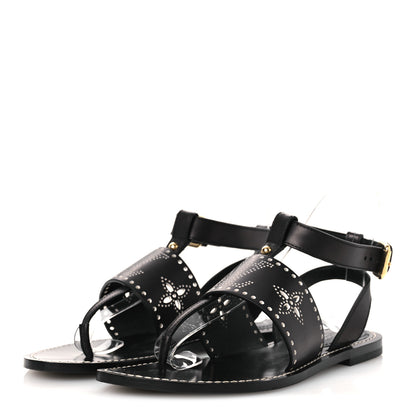 Louis Vuitton Soft Calfskin Perforated Horizon Flat Sandals 36 Black 4 of 12