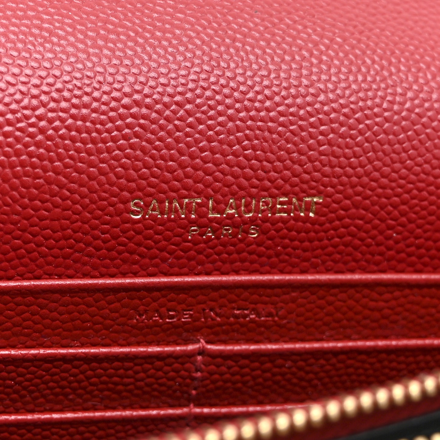 Grain De Poudre Matelasse Chevron Monogram Envelope Chain Wallet New Red