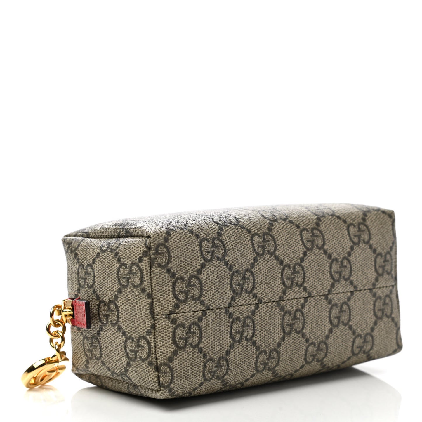 Soft GG Supreme Monogram Calfskin Small Ophidia Cosmetic Case Beige Ebony Hibiscus Red