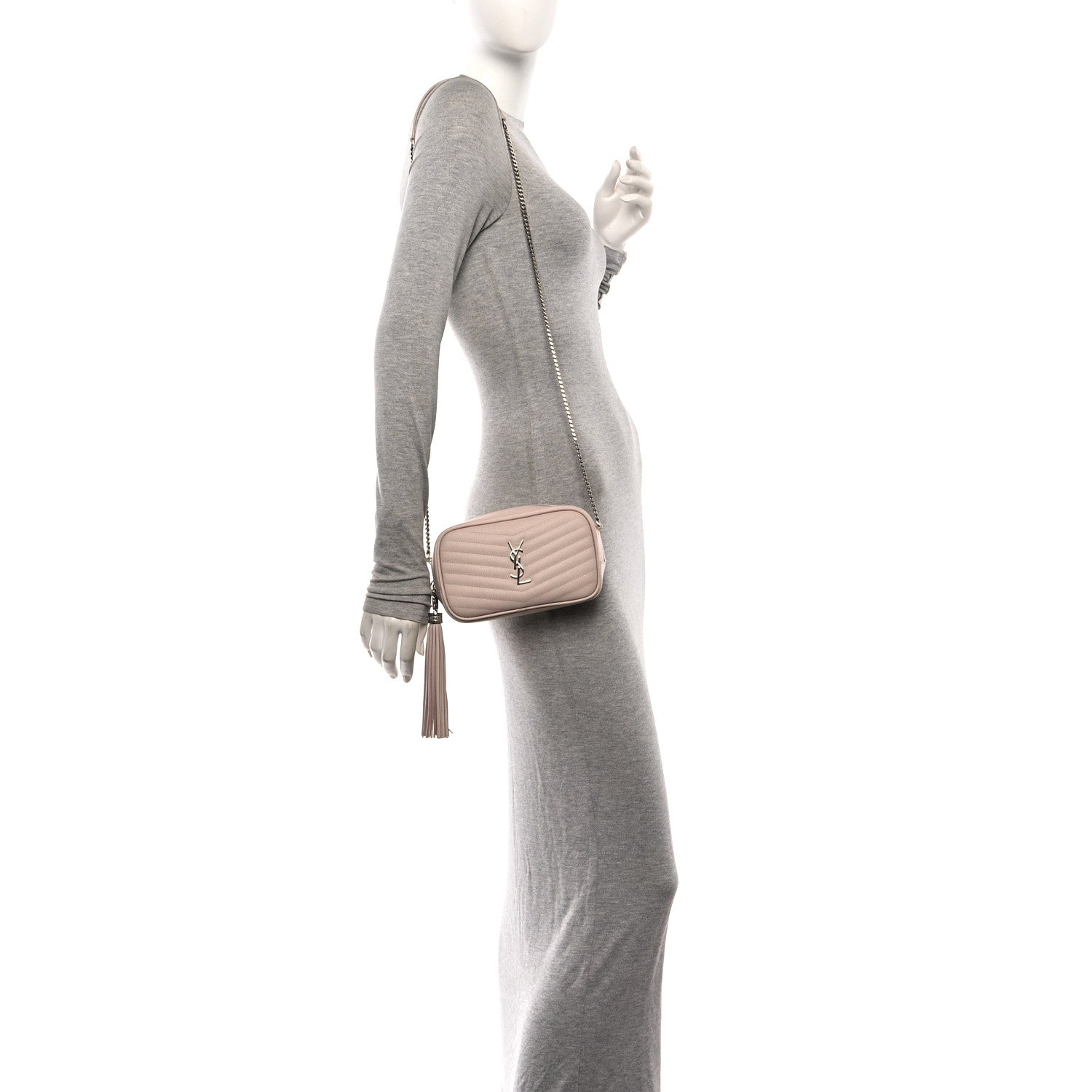 Saint Laurent Grain De Poudre Matelasse Monogram Mini Lou Camera Bag Marble Pink 2 of 11