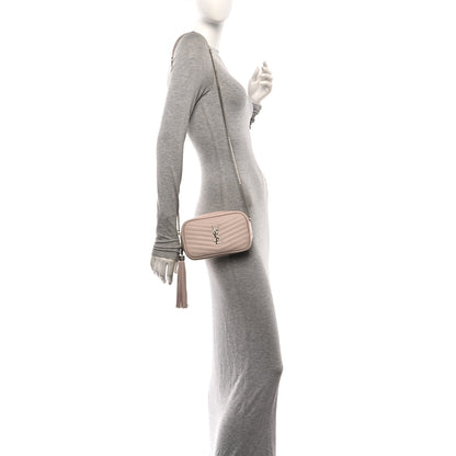 Saint Laurent Grain De Poudre Matelasse Monogram Mini Lou Camera Bag Marble Pink 2 of 11
