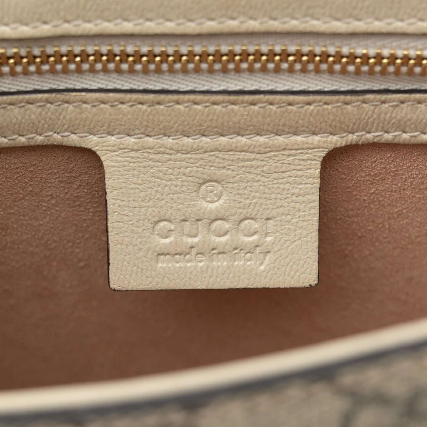 GG Supreme Monogram Calfskin Small Padlock Messenger Shoulder Bag Beige Mystic White Sun Oil