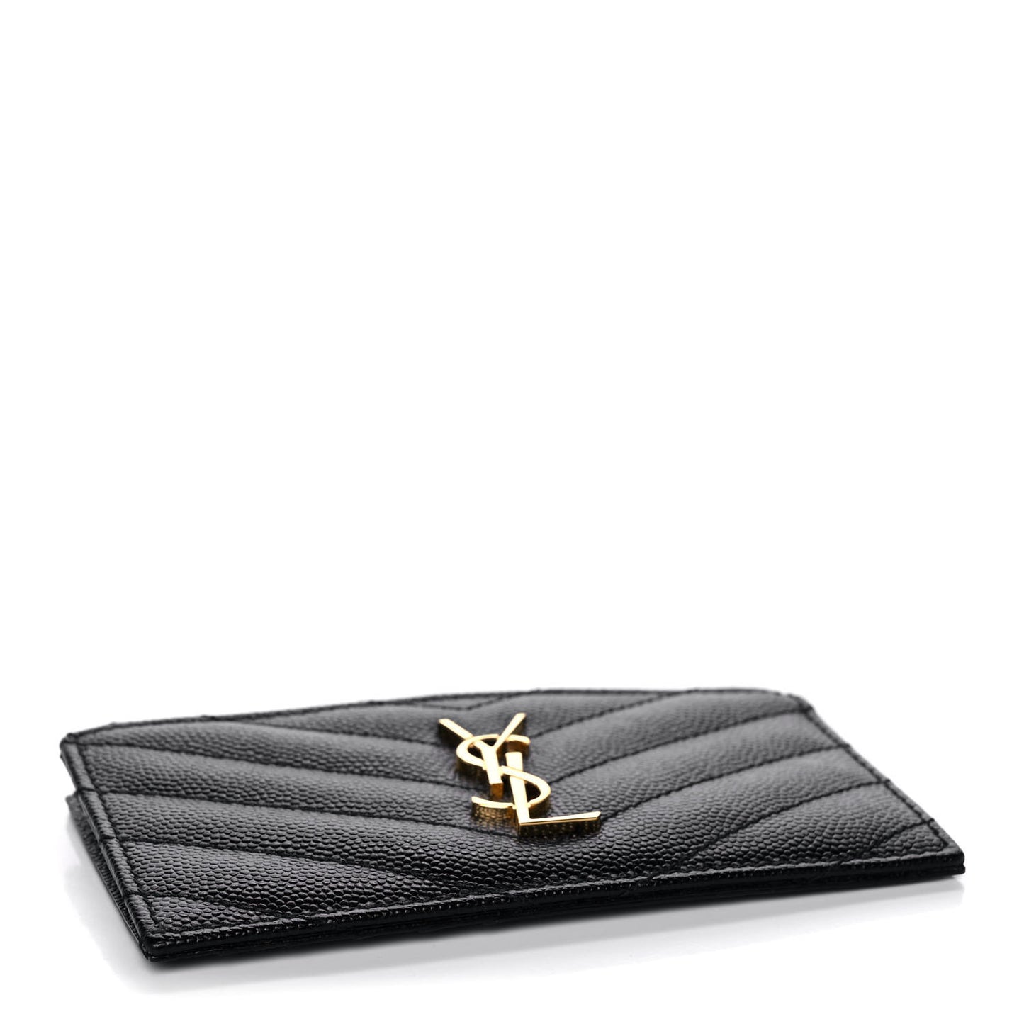 Grain De Poudre Matelasse Chevron Monogram Fragments Zippered Card Case Black
