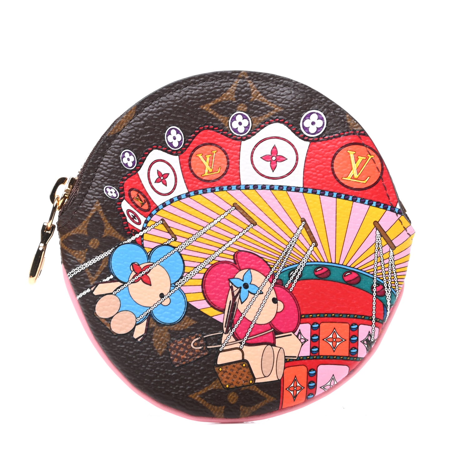 Monogram 2020 Christmas Animation Swing Ride Round Coin Purse Pink Poppy
