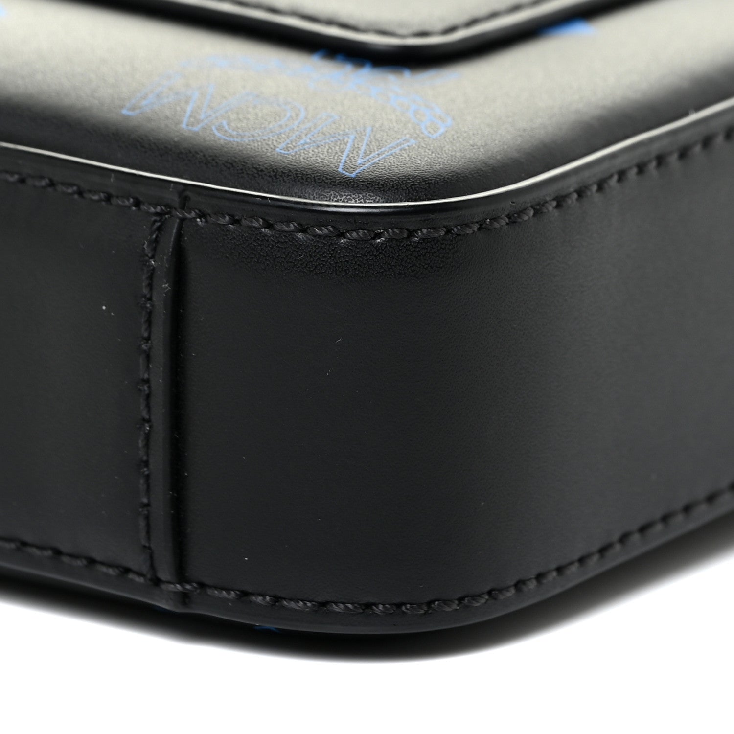 MCM Calfskin Color Splash Phone Case Crossbody Black Vallarta Blue 9 of 15