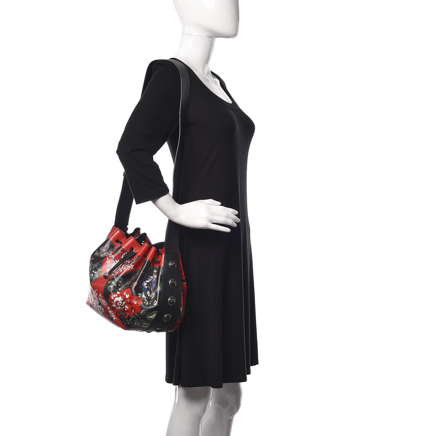 Alexander McQueen Calfskin Poppies Drawstring Bag Multicolor 2 of 9