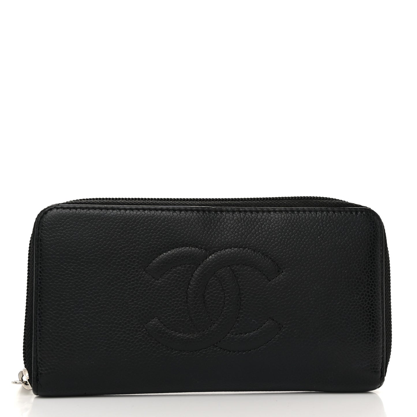 Caviar Large Timeless CC Zip Around Wallet Black