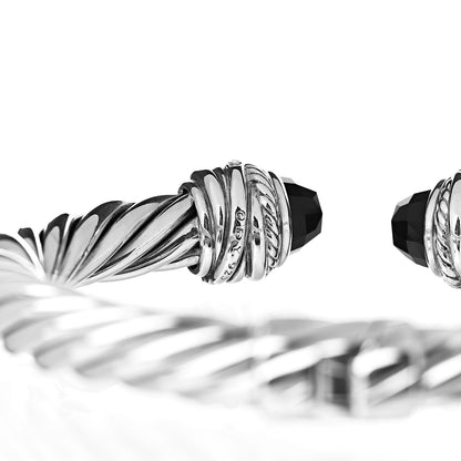 David Yurman Sterling Silver Diamond Black Onyx 8.5mm Crossover Hinge Bracelet 4 of 4