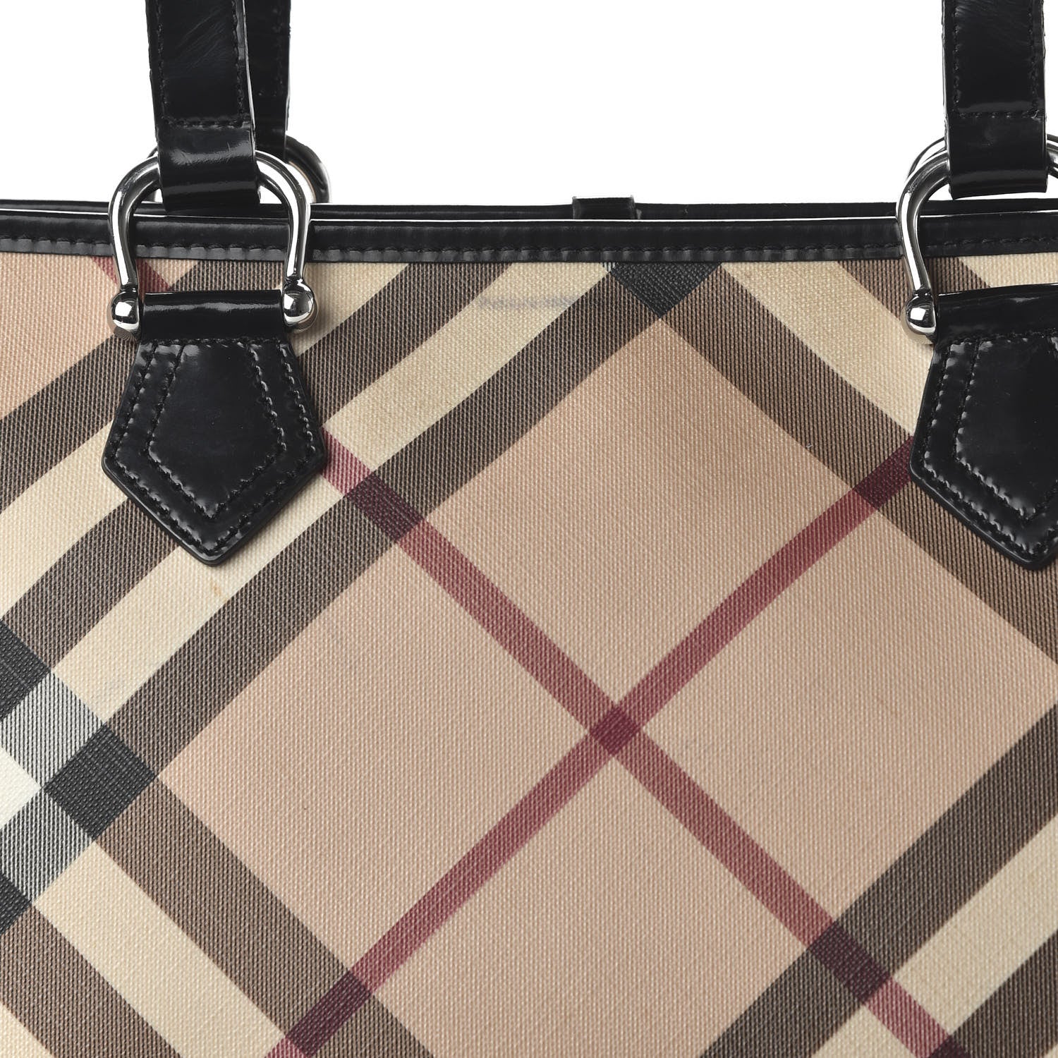 Burberry Patent Trim Nova Check Shopper Tote Black 9 of 9