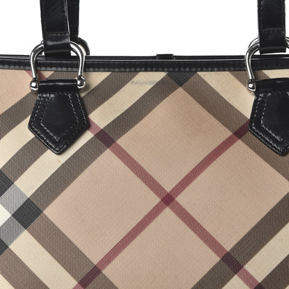 Burberry Patent Trim Nova Check Shopper Tote Black 9 of 9