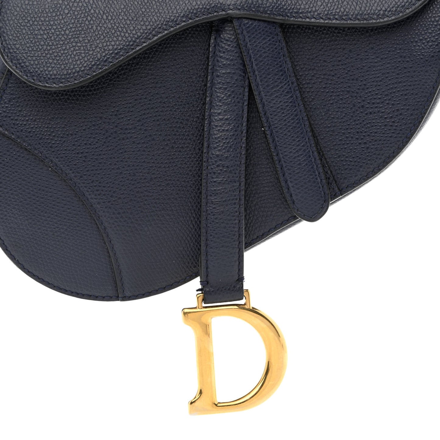 Grained Calfskin Mini Saddle Bag Navy