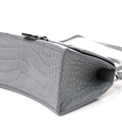 Balenciaga Shiny Calfskin Crocodile Embossed Small Hourglass Top Handle Bag Balenciaga Grey Balenciaga Grey 11 of 11