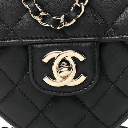 Chanel Lambskin Quilted CC In Love Heart Clutch With Chain Black 9 of 13
