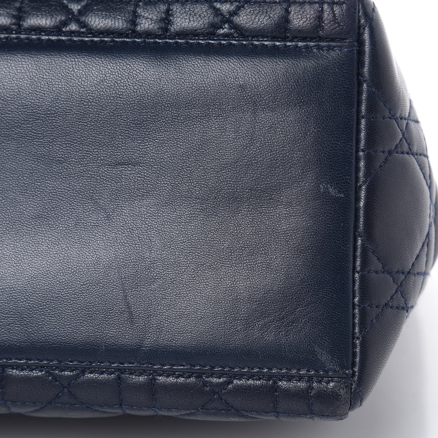 Lambskin Cannage Medium Lady Dior Navy Blue