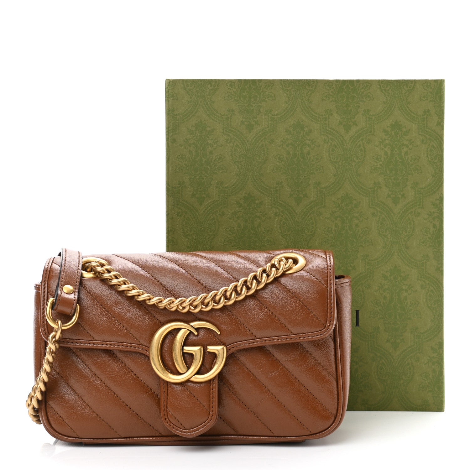 Gucci Azalea Calfskin Matelasse Diagonal Mini GG Marmont Shoulder Bag Cuir 11 of 11