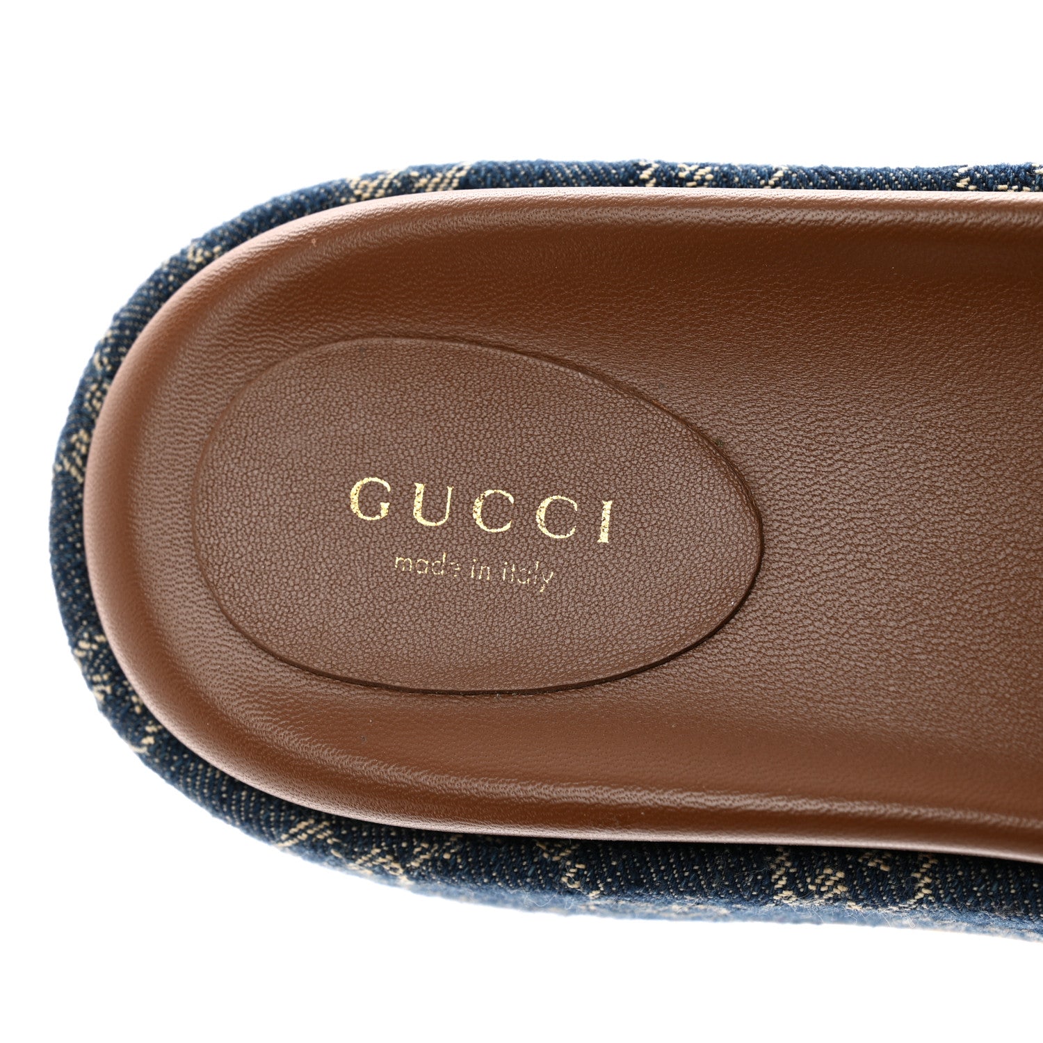 Gucci New Denim GG Monogram Angelina Platform 55mm Slide Sandals 40.5 Blue Tea 7 of 9