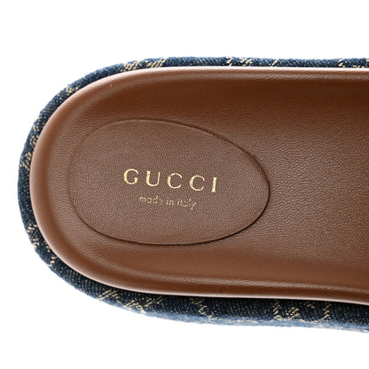 Gucci New Denim GG Monogram Angelina Platform 55mm Slide Sandals 40.5 Blue Tea 7 of 9